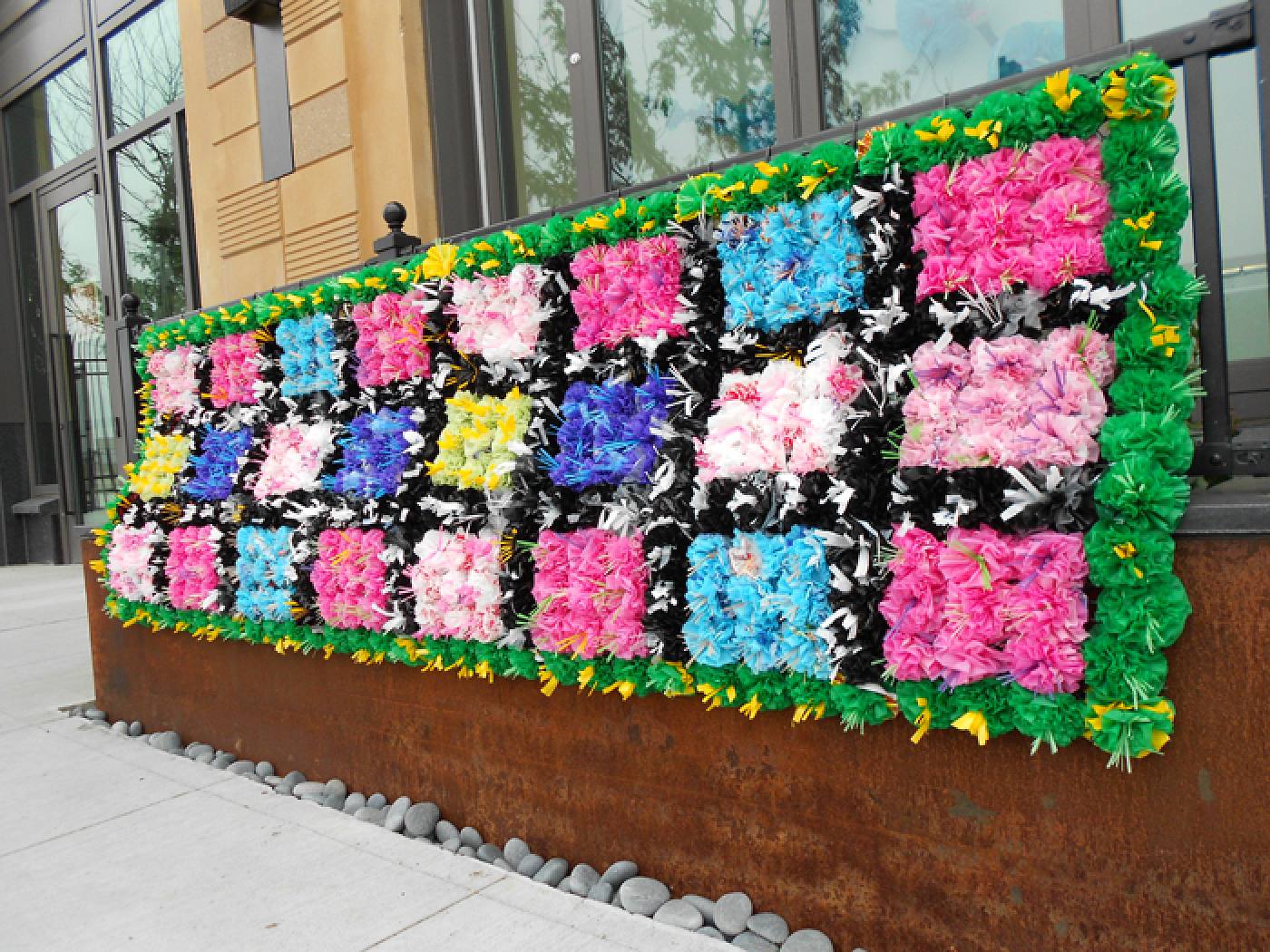 Outdoor installation view of Flower Blanket, the Farewell to Summer