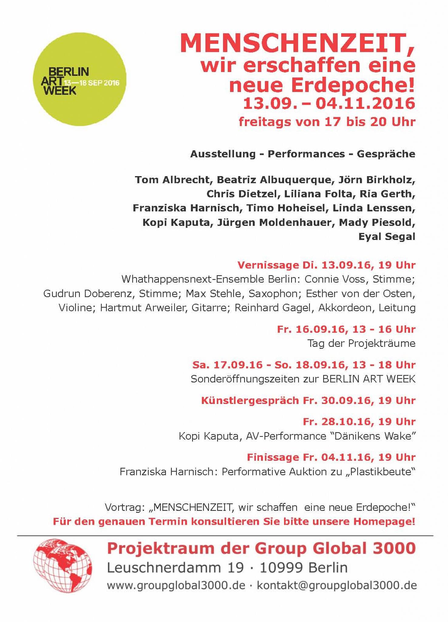 Group Global 3000 Exhibition: Berlin 2016 flyer