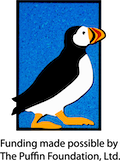 Puffin Foundation logo and text 'Funding made possible by The Puffin Foundation, Ltd.'